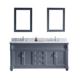 Virtu USA Victoria 72" Double Bath Vanity with Marble Top and Round Sink with Brushed Nickel Faucet and Mirrors - Luxe Bathroom Vanities Luxury Bathroom Fixtures Bathroom Furniture