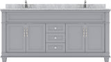 Virtu USA Victoria 72" Double Bath Vanity with White Marble Top and Round Sinks - Luxe Bathroom Vanities