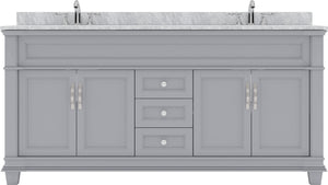 Virtu USA Victoria 72" Double Bath Vanity with White Marble Top and Round Sinks - Luxe Bathroom Vanities