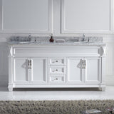 Virtu USA Victoria 72" Double Bath Vanity with White Marble Top and Round Sinks