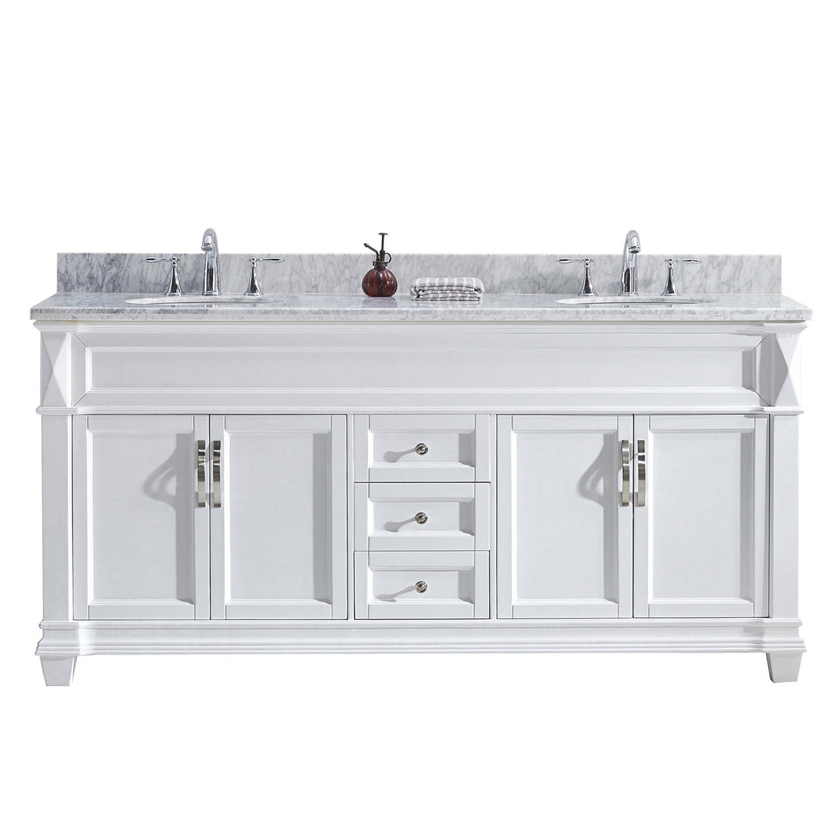 Virtu USA Victoria 72" Double Bath Vanity with Marble Top and Round Sink - Luxe Bathroom Vanities Luxury Bathroom Fixtures Bathroom Furniture