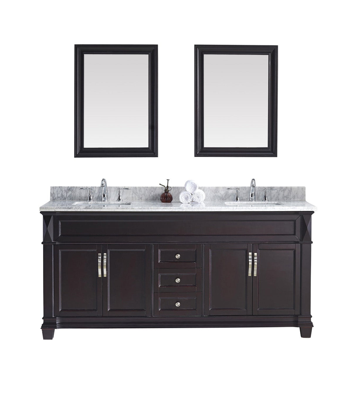 Virtu USA Victoria 72" Double Bath Vanity with Marble Top and Square Sink with Mirrors - Luxe Bathroom Vanities Luxury Bathroom Fixtures Bathroom Furniture