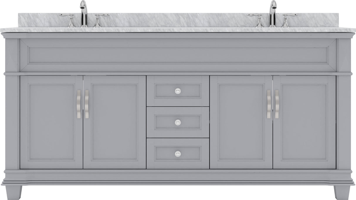 Virtu USA Victoria 72" Double Bath Vanity with White Marble Top and Square Sinks - Luxe Bathroom Vanities