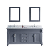 Virtu USA Victoria 72" Double Bath Vanity with Marble Top and Square Sink with Mirrors - Luxe Bathroom Vanities Luxury Bathroom Fixtures Bathroom Furniture