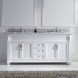 Virtu USA Victoria 72" Double Bath Vanity with White Marble Top and Square Sinks