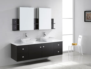 Virtu USA Clarissa 72" Double Bath Vanity in Honey Oak with White Engineered Stone Top and Square Sinks with Matching Mirror