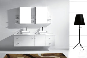 Virtu USA Clarissa 72" Double Bath Vanity in Honey Oak with White Engineered Stone Top and Square Sinks with Matching Mirror