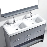 Virtu USA Gloria 48" Double Bath Vanity with White Ceramic Countertop and Integrated Square Sinks with Matching Mirror