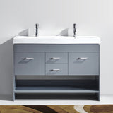 Virtu USA Gloria 48" Double Bath Vanity with White Ceramic Top and Integrated Square Sinks