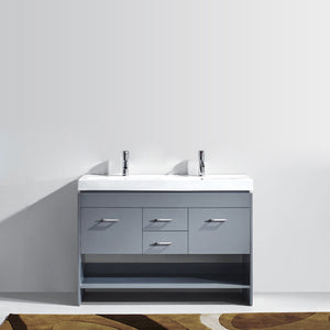 Virtu USA Gloria 48" Double Bath Vanity with White Ceramic Top and Integrated Square Sinks