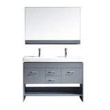 Virtu USA Gloria 48" Double Bath Vanity with White Ceramic Top and Square Sink with Polished Chrome Faucet and Mirror - Luxe Bathroom Vanities Luxury Bathroom Fixtures Bathroom Furniture