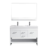 Virtu USA Gloria 48" Double Bath Vanity with White Ceramic Top and Square Sink with Brushed Nickel Faucet and Mirror - Luxe Bathroom Vanities Luxury Bathroom Fixtures Bathroom Furniture