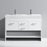 Virtu USA Gloria 48" Double Bath Vanity with White Ceramic Top and Integrated Square Sinks