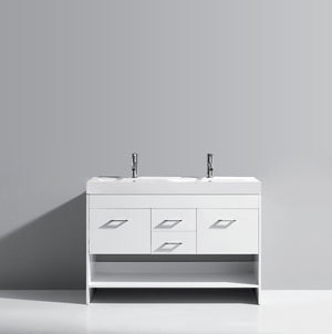 Virtu USA Gloria 48" Double Bath Vanity with White Ceramic Top and Integrated Square Sinks