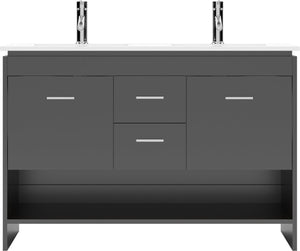 Virtu USA Gloria 48" Double Bath Vanity with White Ceramic Top and Integrated Square Sinks with Matching Mirror