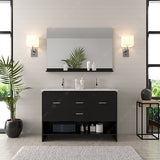 Virtu USA Gloria 48" Double Bath Vanity with White Ceramic Top and Integrated Square Sinks with Matching Mirror