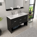 Virtu USA Gloria 48" Double Bath Vanity with White Ceramic Top and Integrated Square Sinks with Matching Mirror