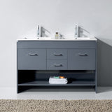 Virtu USA Gloria 48" Double Bath Vanity with White Ceramic Countertop and Integrated Square Sinks