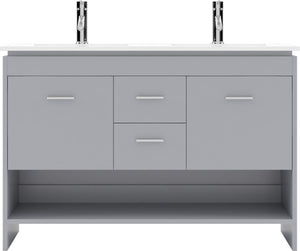 Virtu USA Gloria 48" Double Bath Vanity with White Ceramic Top and Integrated Square Sinks with Matching Mirror