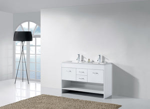 Virtu USA Gloria 48" Double Bath Vanity with White Ceramic Countertop and Integrated Square Sinks
