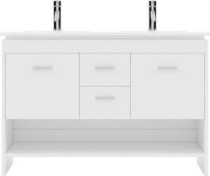 Virtu USA Gloria 48" Double Bath Vanity with White Ceramic Top and Integrated Square Sinks with Matching Mirror