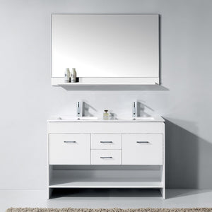 Virtu USA Gloria 48" Double Bath Vanity with White Ceramic Top and Integrated Square Sinks with Matching Mirror