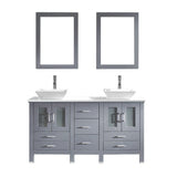 Virtu USA Bradford 60" Double Bath Vanity with White Engineered Stone Top and Square Sink with Polished Chrome Faucet and Mirrors - Luxe Bathroom Vanities Luxury Bathroom Fixtures Bathroom Furniture