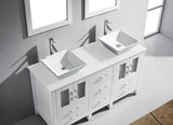 Virtu USA Bradford 60" Double Bath Vanity with White Engineered Stone Top and Square Sinks with Matching Mirror