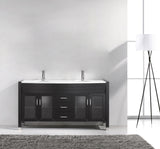 Virtu USA Ava 63" Double Bath Vanity with White Engineered Stone Top and Round Sinks