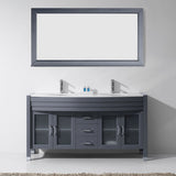 Virtu USA Ava 63" Double Bath Vanity with White Engineered Stone Top and Round Sinks with Matching Mirror