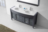 Virtu USA Ava 63" Double Bath Vanity with White Engineered Stone Top and Round Sinks with Matching Mirror