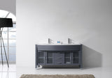 Virtu USA Ava 63" Double Bath Vanity with White Engineered Stone Top and Round Sinks