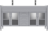 Virtu USA Ava 63" Double Bath Vanity in Gray with White Engineered Stone Top and Round Sinks with Brushed Nickel Faucets - Luxe Bathroom Vanities