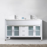 Virtu USA Ava 63" Double Bath Vanity with White Engineered Stone Top and Round Sinks