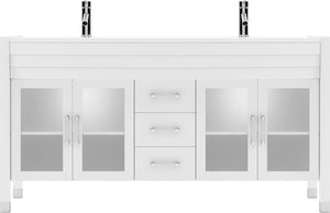 Virtu USA Ava 63" Double Bath Vanity in Espresso with White Engineered Stone Top and Round Sinks - Luxe Bathroom Vanities
