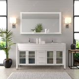 Virtu USA Ava 63" Double Bath Vanity with White Engineered Stone Top and Round Sinks with Matching Mirror