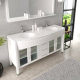 Virtu USA Ava 63" Double Bath Vanity with White Engineered Stone Top and Round Sinks with Matching Mirror