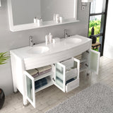 Virtu USA Ava 63" Double Bath Vanity with White Engineered Stone Top and Round Sinks with Matching Mirror