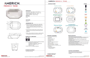 Americh MD7248T2A2-WH Medici II 7248 - Tub Only / Airbath 2 - White