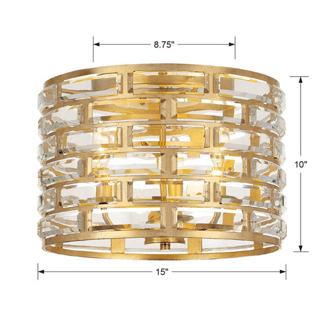Meridian 3 Light Antique Gold Flush Mount MER-4863-GA
