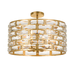 Meridian 6 Light Antique Gold Semi Flush Mount MER-4866-GA_CEILING