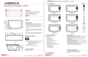 Americh MZ6032TLA5-WH Mezzaluna 6032 ADA Left Hand - Tub Only / Airbath 5 - White
