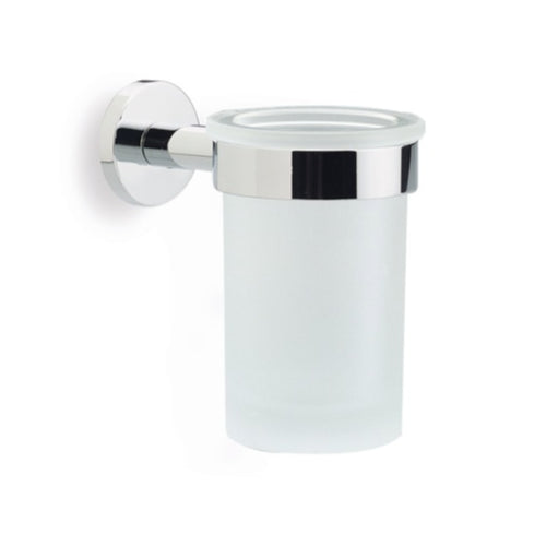 Wall Mounted Frosted Glass Toothbrush Holder with Brass