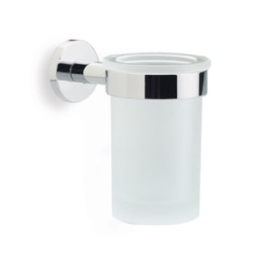 Wall Mounted Frosted Glass Toothbrush Holder with Brass
