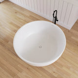 New England Home Goods 59" Solid Surface Stone Round Deep Soaking Freestanding Tub