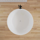 New England Home Goods 59" Solid Surface Stone Round Deep Soaking Freestanding Tub