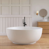 New England Home Goods 59" Solid Surface Stone Round Deep Soaking Freestanding Tub