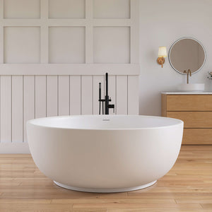 New England Home Goods Siesta 59" Freestanding Tub in White - Stone Resin Solid Surface