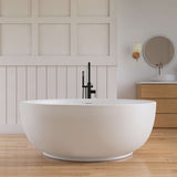 New England Home Goods 59" Solid Surface Stone Round Deep Soaking Freestanding Tub