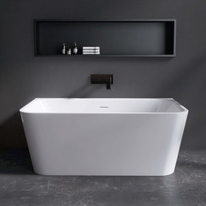 New England Home Goods Shasta 55" Freestanding Tub in White - Stone Resin Solid Surface